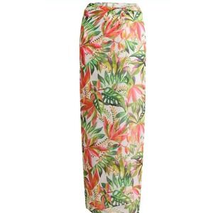 Tropical Floral Sarong Maxi Cover Up Swim Beach Pool Resort Vacation